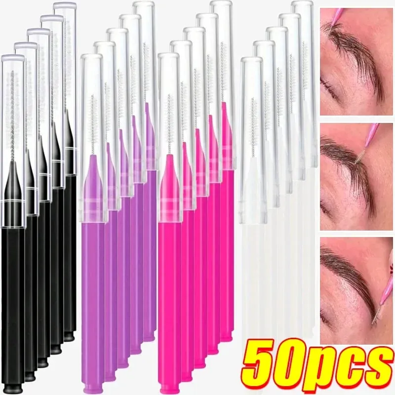 20/50ps portátil mini escovas de sobrancelha descartáveis ​​cílios sobrancelha levantamento escova aplicadores lash extensão pente ferramentas de maquiagem beleza