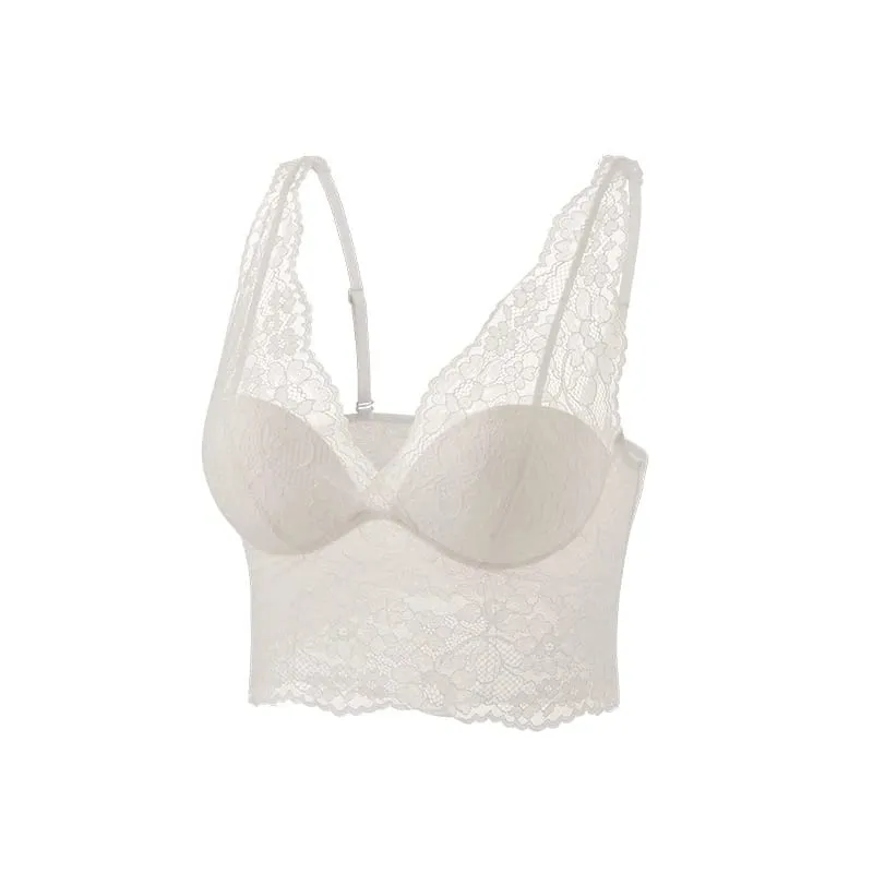 Birdtree forro de seda feminino elegante conjunto breve sutiã macio sem fio renda respirável bralette 2026 verão nova roupa interior a65325jf