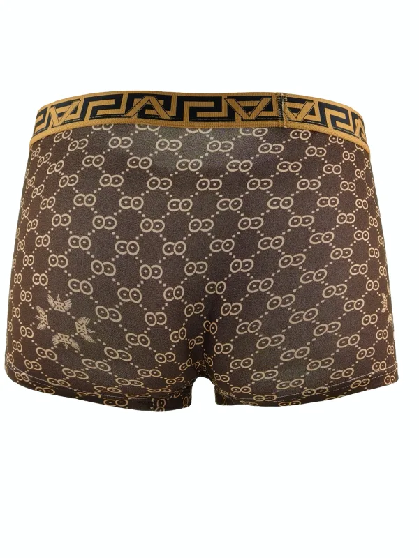 Men's 4-Piece Polyester Boxer Briefs Set - Luxury Geometric & Monogram Patterned, Multi-Color Assortment Underwear