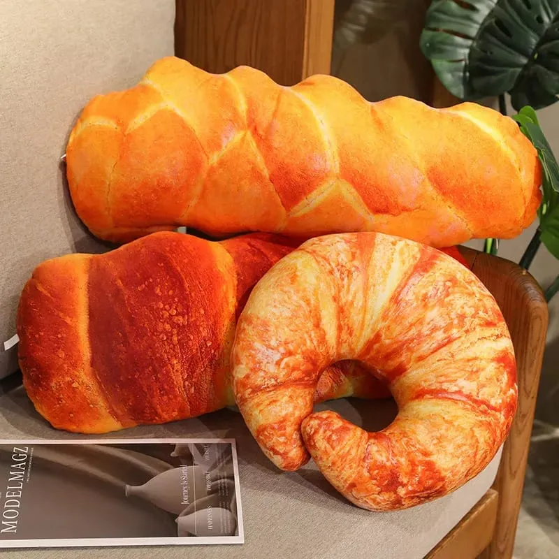 Travesseiro de pelúcia de simulação de pão, 20/40/60cm, baguete, croissant, cachorro quente, pão torrado, almofada de comida, decoração de casa, presente — image 9