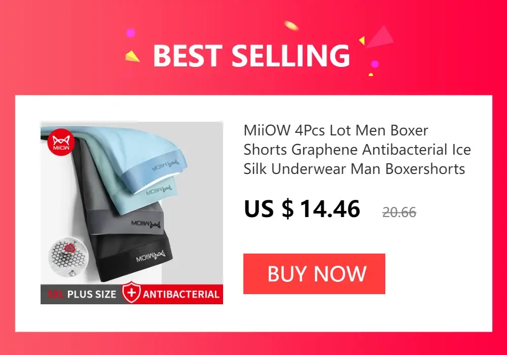 MiiOW 4Pcs Man Underwear Boxers Men's Panties Breathable Polyester Innerwear Sexy Men Underpants Boxershorts Antibacterial