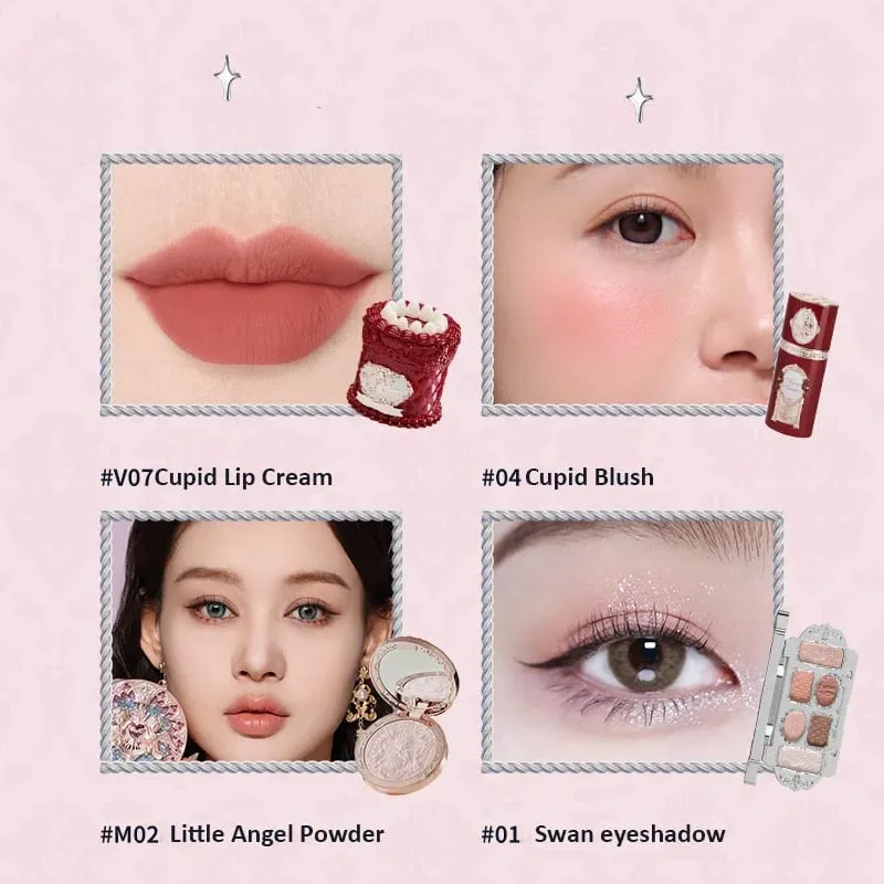 Flor sabe conjunto de maquiagem lábio lama iluminador pó blush sombra de olho maquiagem profissional presente kit para menina cosméticos conjunto completo