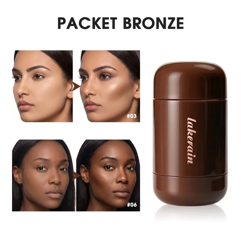 Conjunto de cosméticos multiface, 5 peças, bronzer, contorno, iluminador, blush, transparente, hidratante labial, esmalte para todos os tipos de pele