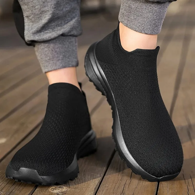 Tênis de alta qualidade masculino confortável respirável leve macio dedo do pé largo antiderrapante meias planas sapatos esportivos casuais ao ar livre — image 3