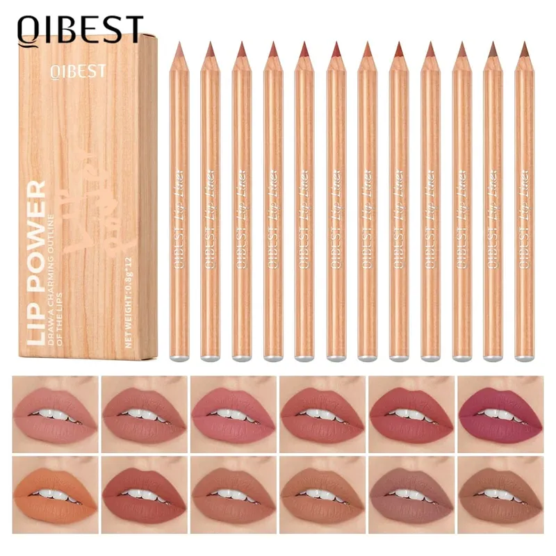 12 Pçs/set Matte Lip Liner Lápis Contorno Labial Batom Duradouro Alto Pigmento Não Desaparece Fácil Veludo Delineador Fino