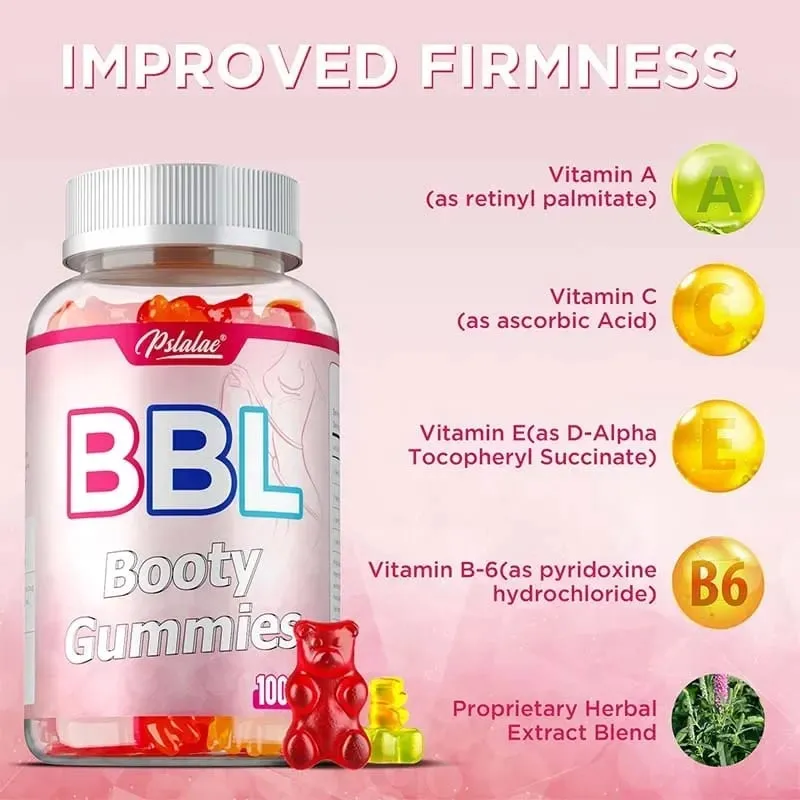 BBL Gummies for Bigger Butt Growth - Shape Female Body Tighten Buttocks Prevent Sagging and Collapse Increase Sexy Buttocks