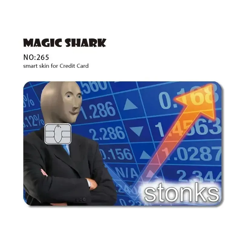 Magic Shark Dog Meme Hunter Snake Stonks 3M Matte PVC Front Sticker Film Cover Skin for Bank Debit Credit Card