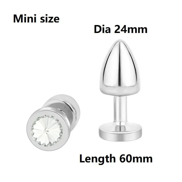 Small Size Metal Anal Beads Butt Plug Mini Rainbow Rose gold Butt Plug Crystal Jewelry Trainer Anal Dildo Masturbation Sex Toy