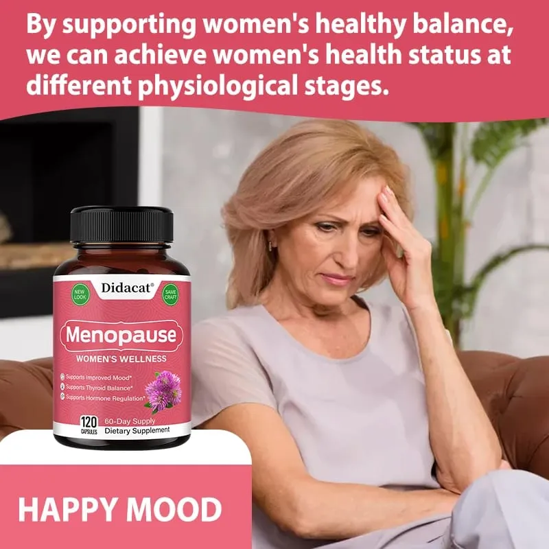 Cápsulas de alívio da menopausa - Melhoram o metabolismo, apoiam o controle de peso, ondas de calor, suores noturnos, suplementos de humor para mulheres