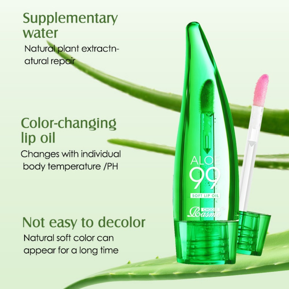 Brilho labial hidratante de aloe vera, sensação quente, mudança de cor, óleo labial de longa duração, umidade