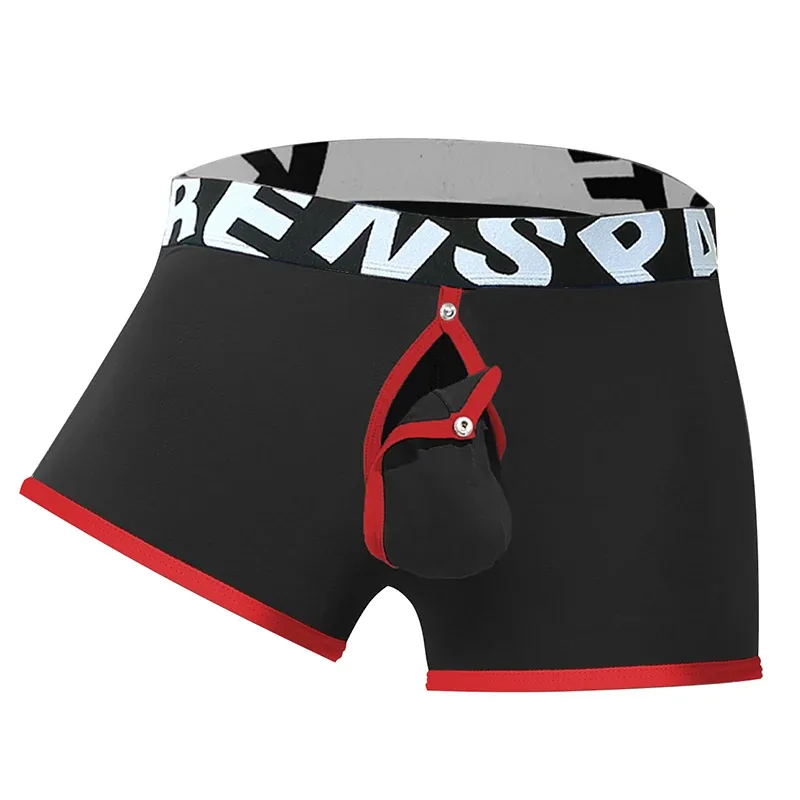 Mens Sexy Boxer Underwear Open Back Underpants Removable U Convex Pouch Panties Middle Waist Knickers