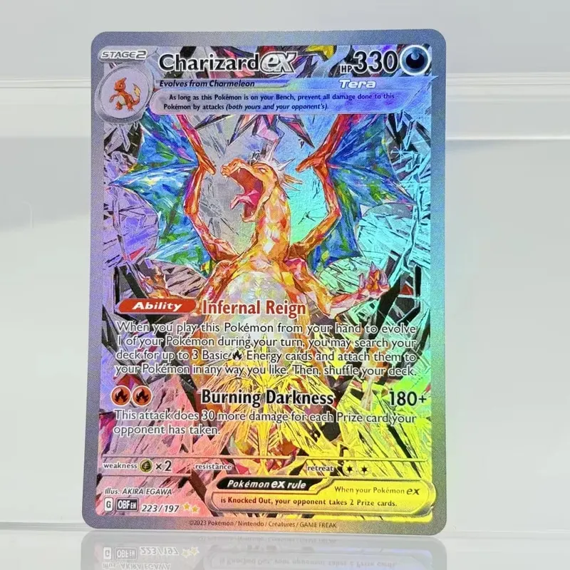 Coleção holográfica de negociação de jogos, cartões proxy ptcg, charizard, pikachu, mew ex, singl, pkm, cartões laminados, cartão proxy
