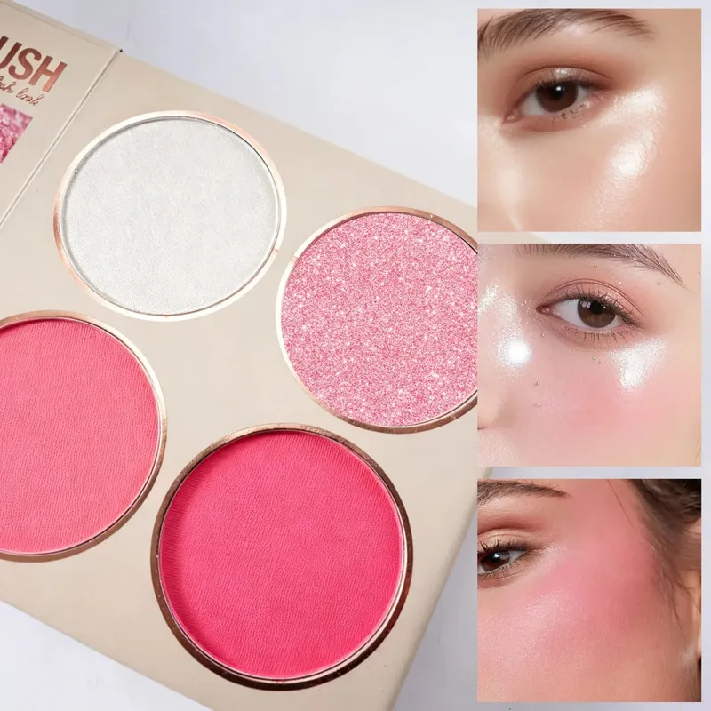 Kit de livro de maquiagem multifuncional multipáginas, sombra, blush, iluminador, pó de sobrancelha e brilho labial, paleta cosmética