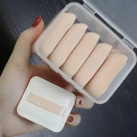 5 pçs redondo quadrado triângulo forma esponja de maquiagem puff seco molhado dupla utilização macio algodão doce almofada de ar fundação pó puff