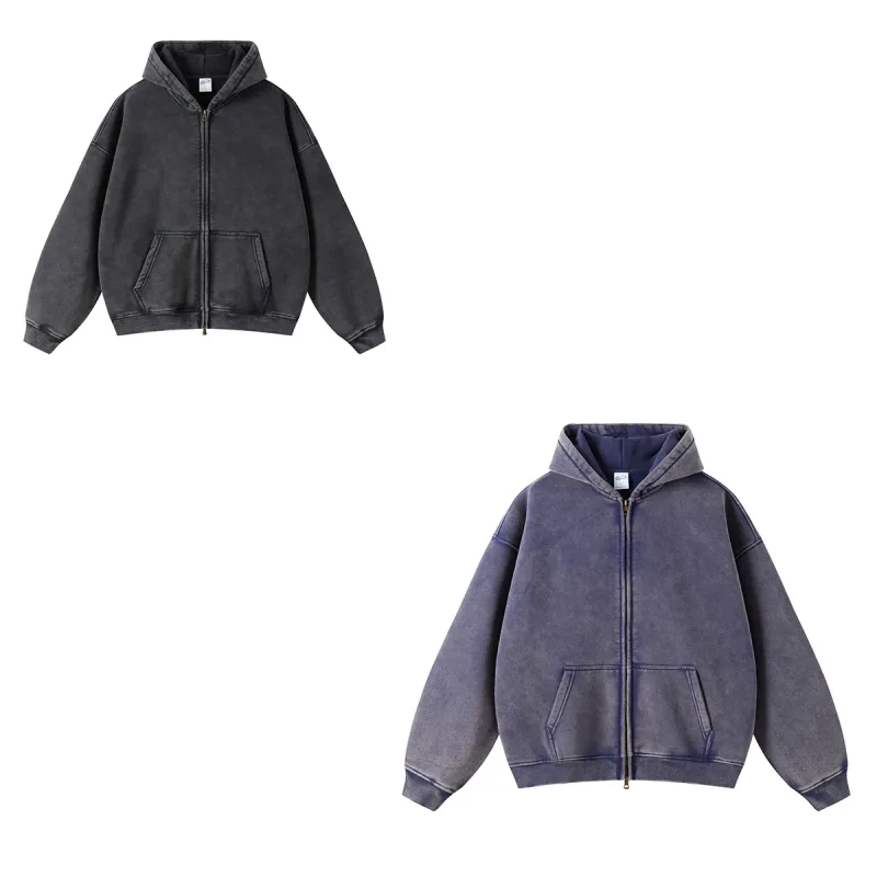 Batik fleece zippered hoodie