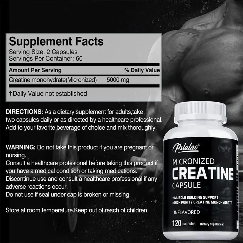 Monohidrato de creatina - 5000 mg por porção Creatina pré-treino para ajudar a construir músculos, aumentar a energia e o desempenhoSuplementos