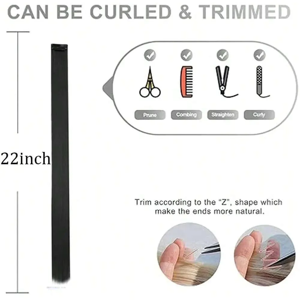 1PCS/Pack Synthetic Colored Party Highlights Clip in Hair Extensions for Girls Omber Colors Long Straight Hairpieces