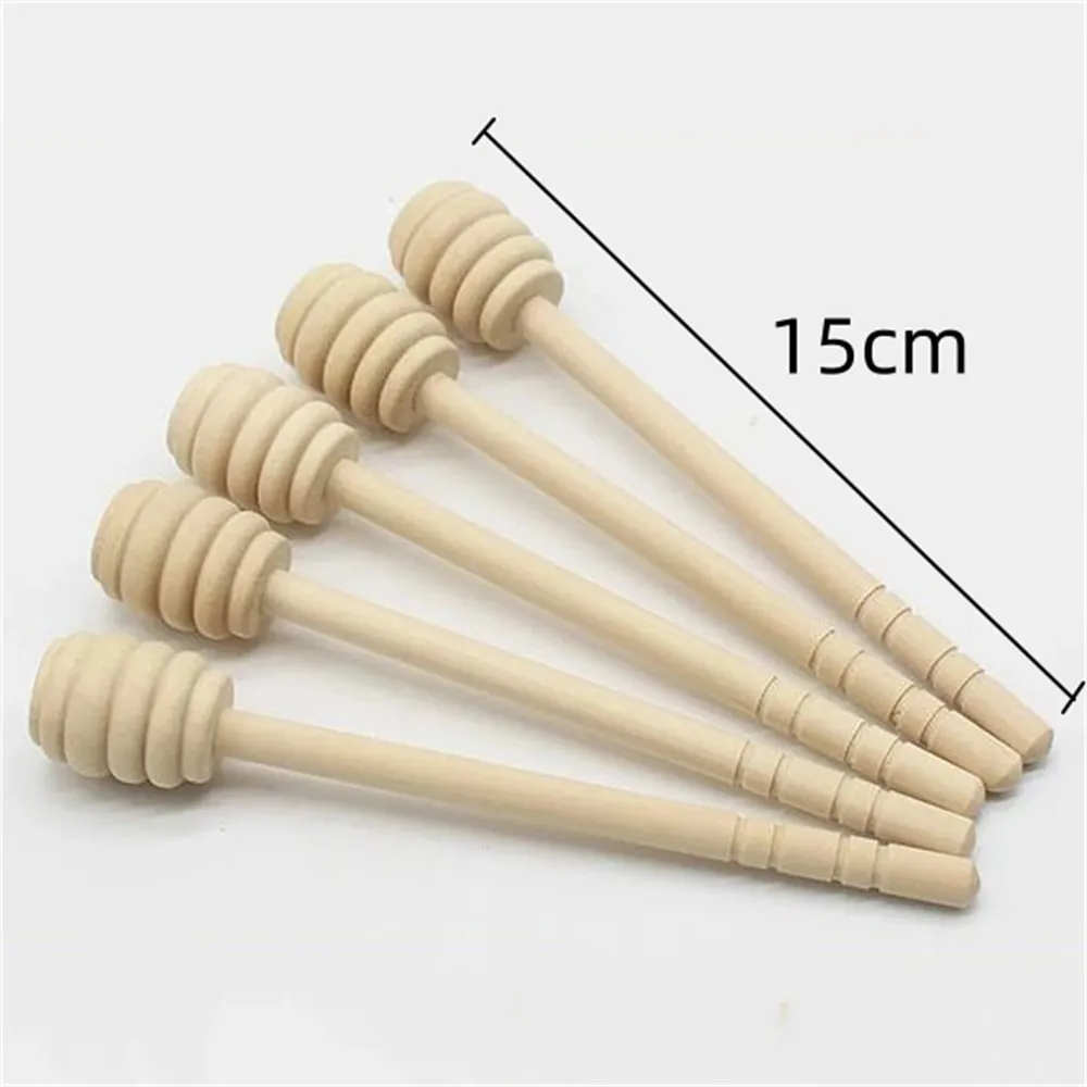 100pcs madeira mel dipper vara servidor para frasco de mel dispensar chuvisco mel