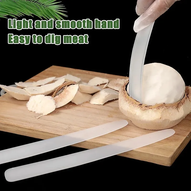 1/2 pçs remoção de carne de coco faca macia plástico abridor de ferramenta de coco conveniente resistente alça longa abridor de coco gadgets de cozinha