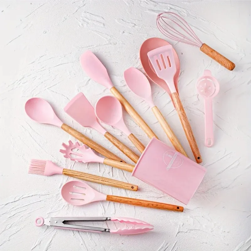 Conjunto de utensílios de silicone 14 unidades com suporte de plástico — image 10