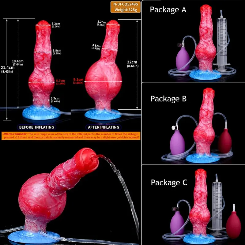 Plugue anal inflável para cavalo, plugue anal de silicone para ejaculação, pênis com nó, ponto g, treinador anal, brinquedo sexual gay, homens e mulheres