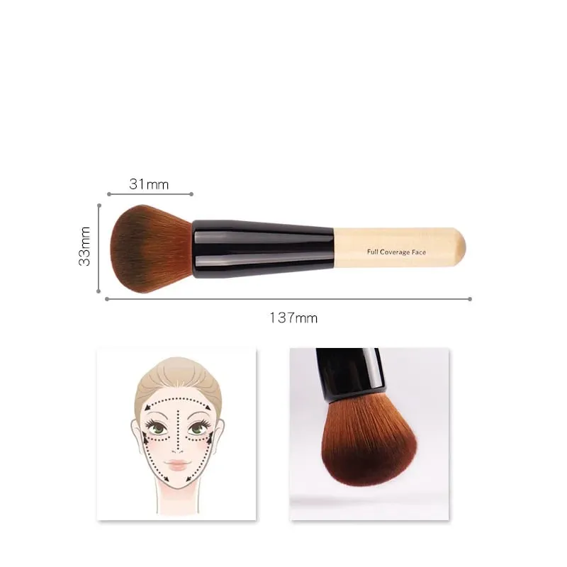 Pincéis de maquiagem champanhe luxuosos, pincel de base plana, pincel grande para reparo de rosto, pincel de contorno para creme líquido em pó