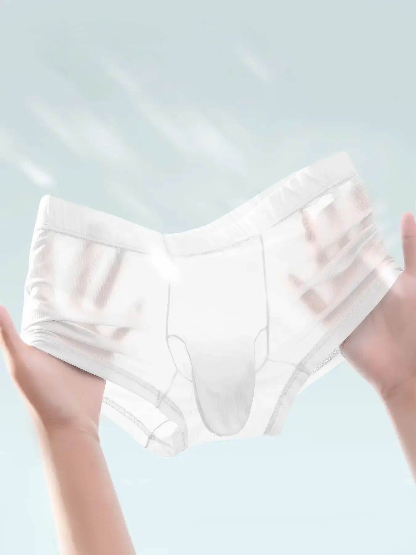 Cuecas boxer transparentes masculinas, roupa íntima sexy ultrafina, transparente, calcinhas de seda gelada, suave e brilhante, lingerie — image 9