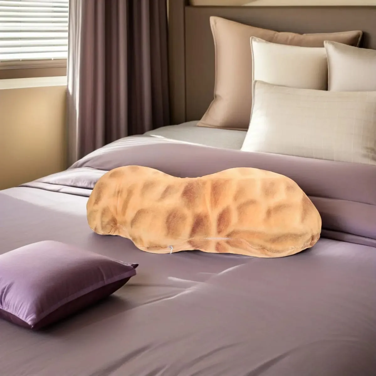 Almofada decorativa macia em forma de amendoim criativo 45cm travesseiro de apoio lombar para sofá cama escritório almofada em forma de comida de pelúcia fofa