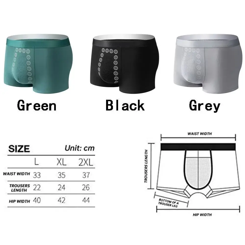 Cueca masculina de poliéster, cueca boxer de terapia magnética de fibra extensível, cuecas confortáveis ​​para uso casual