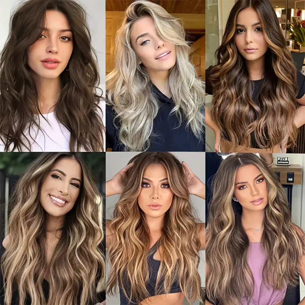 7 Clips In Hair Extensions Long Wave Hairstyle Blck 20inch Natural Synthetic Hair Daily Use Hairpiece For Women