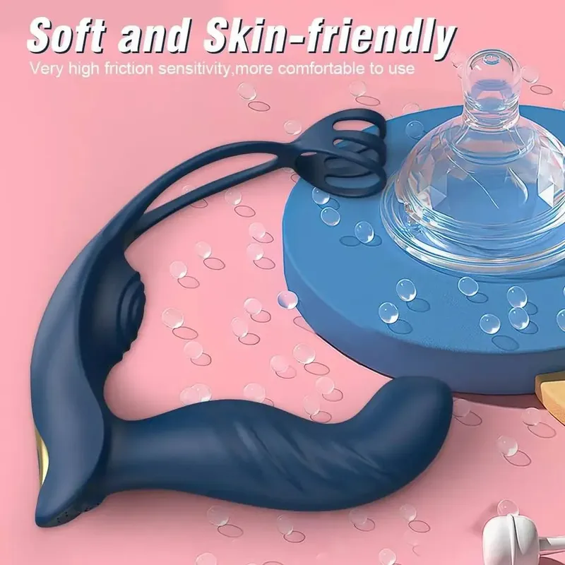 Vibrador anal bucking massageador de próstata com anel de pênis controle remoto vibratório butt plug cockring ânus brinquedo sexual para homens casal