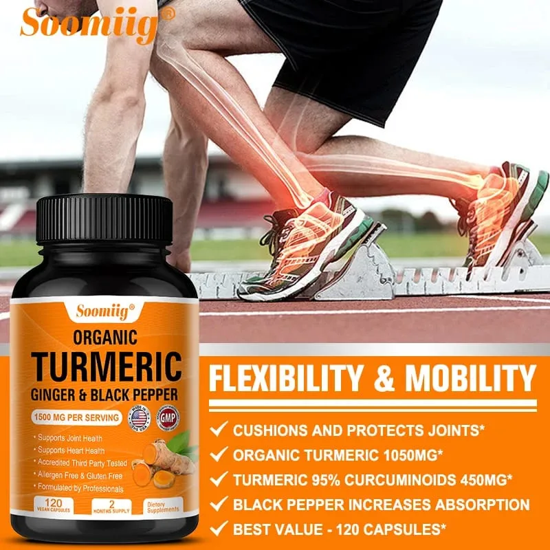 Turmeric Curcumin Capsules - with Black Pepper 95% Curcumin Complex - for Joint Digestive & Immune Support Supplement