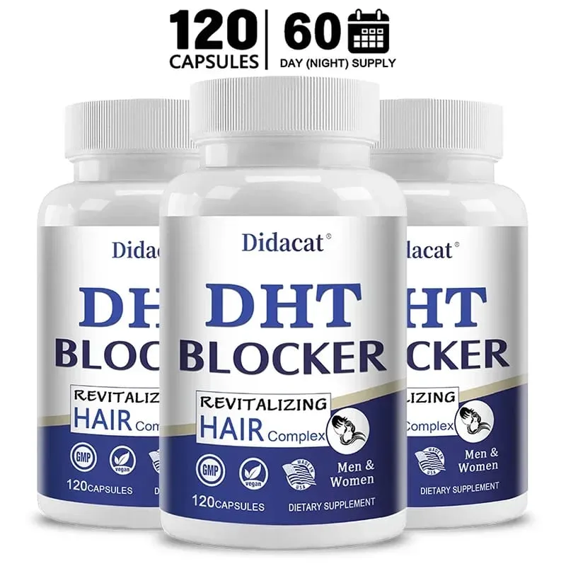 Didacat Advanced DHT Blocker Hair Growth Supplement for Hereditary Thinning Hair - for Men and Women Hair Loss