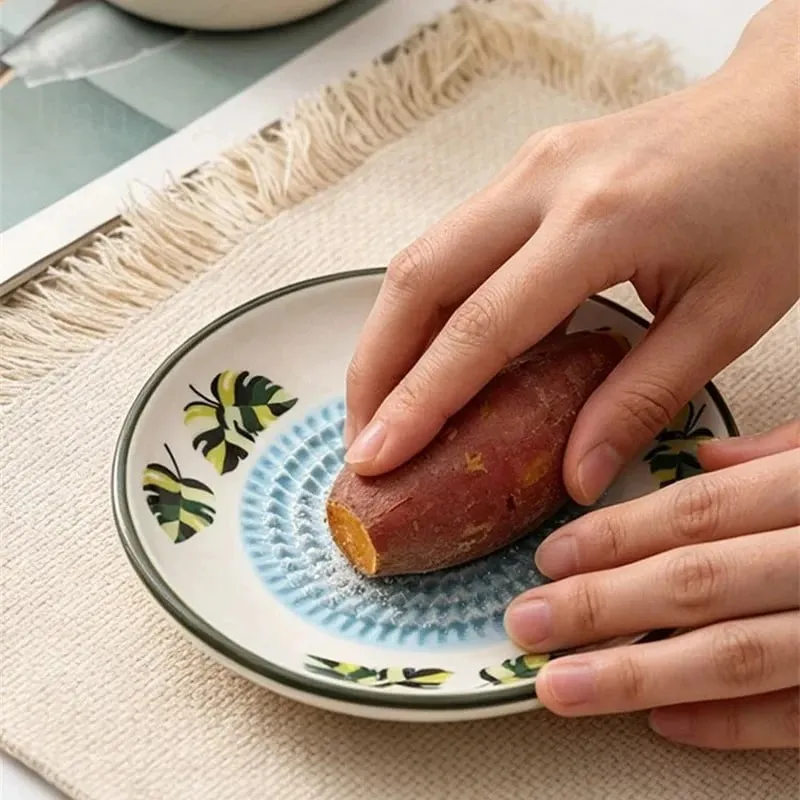 Colorido simples cerâmica ralador de gengibre ferramenta moedor mão alho masher portátil porcelana cenoura gengibre moagem ferramentas cozinha
