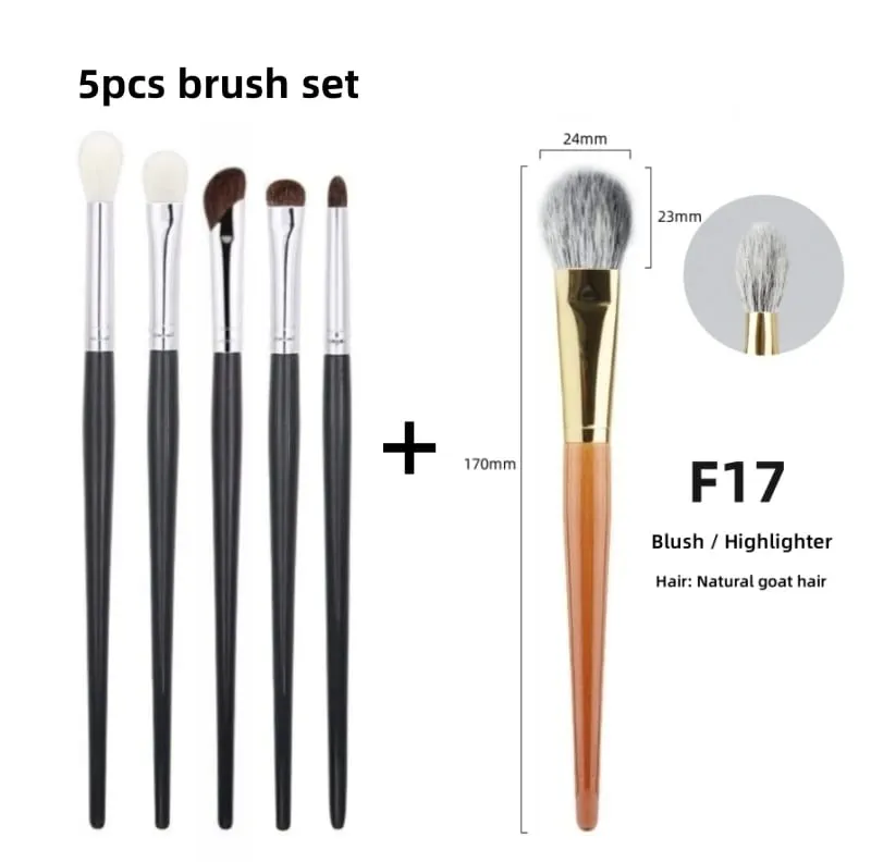 Conjunto de pincéis para sombra, cabelo natural, 5 peças, pincéis de maquiagem, ferramentas de beleza