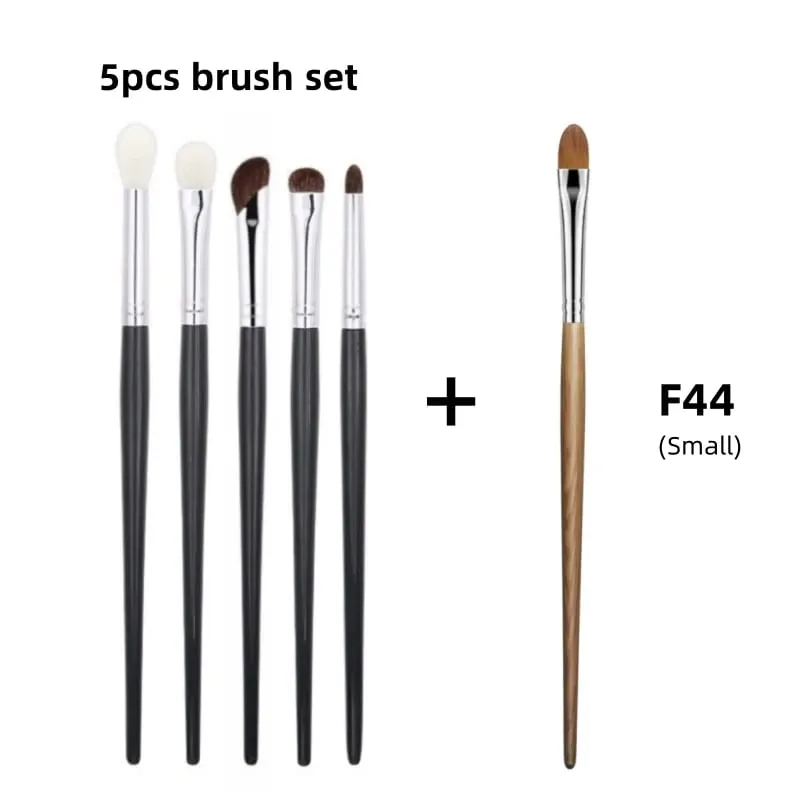 Conjunto de pincéis para sombra, cabelo natural, 5 peças, pincéis de maquiagem, ferramentas de beleza