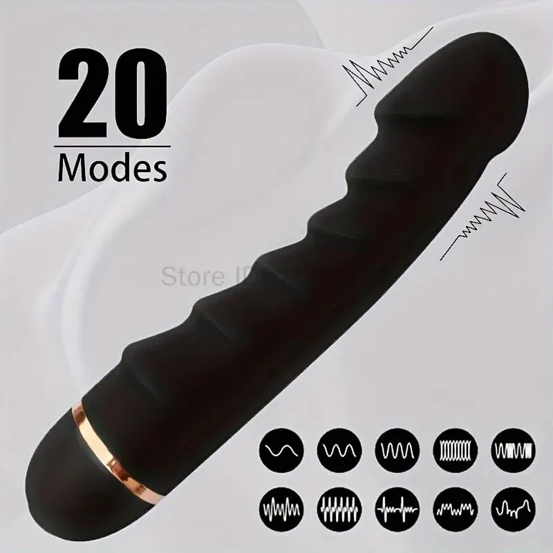 Vibrador de silicone macio, motor forte, 20 modos, pênis realista, ponto g, estimulador de clitóris, masturbador feminino, brinquedos sexuais adultos