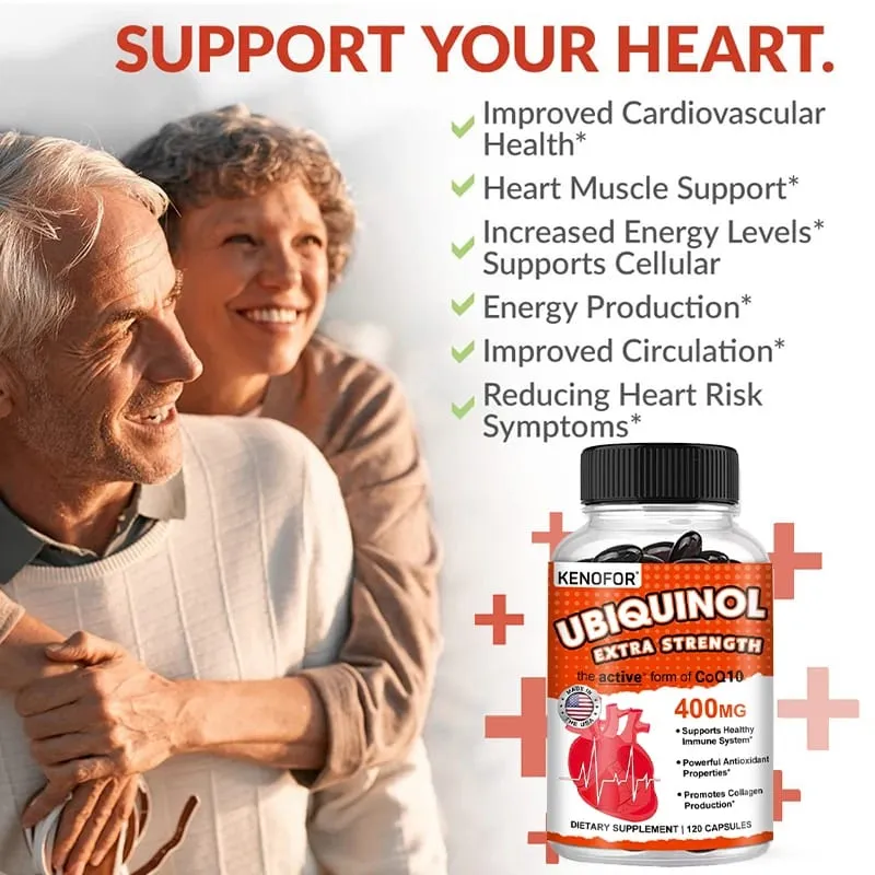 Coenzima Q10 400 mg Antioxidante Softgel - Excelente forma ativa de absorção para o sistema imunológico do coração e saúde da pele