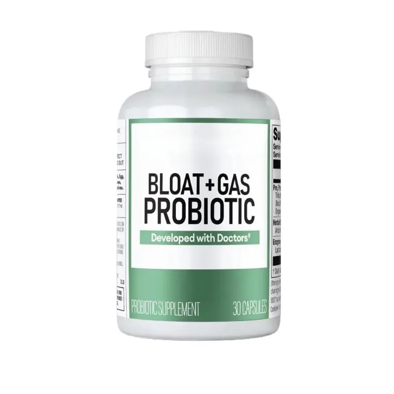 60 bilhões de cápsulas probióticas com fibra de acácia, mistura pós-biótica de ervas e enzimas, suporte para a saúde intestinal, alívio de gases para adultos, 30 ct