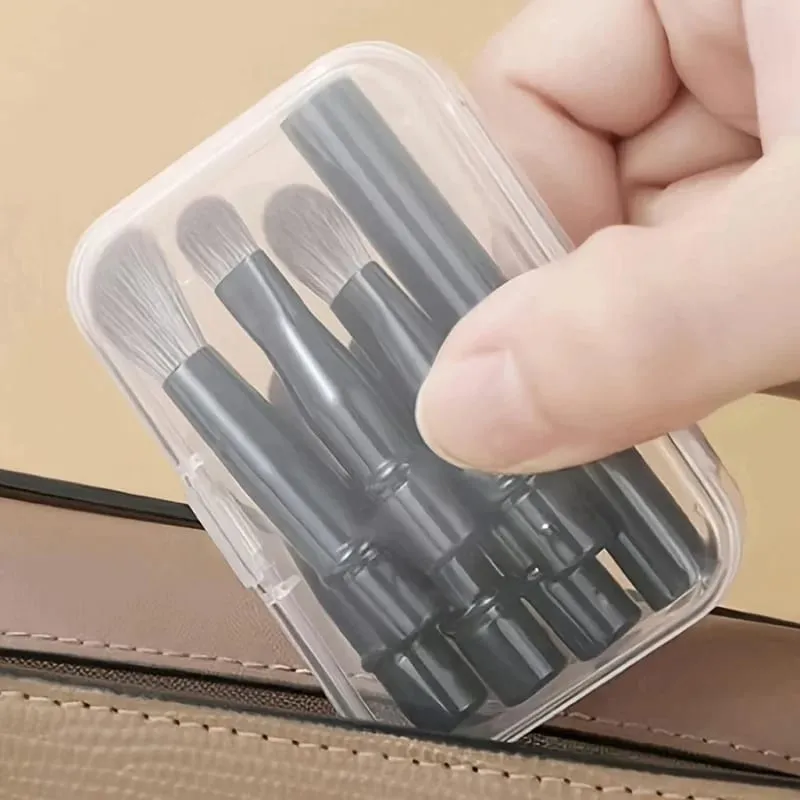 6-Piece Black Portable Makeup Brush Replacement Brush Head Set Nose Shadow Brush Travel Set