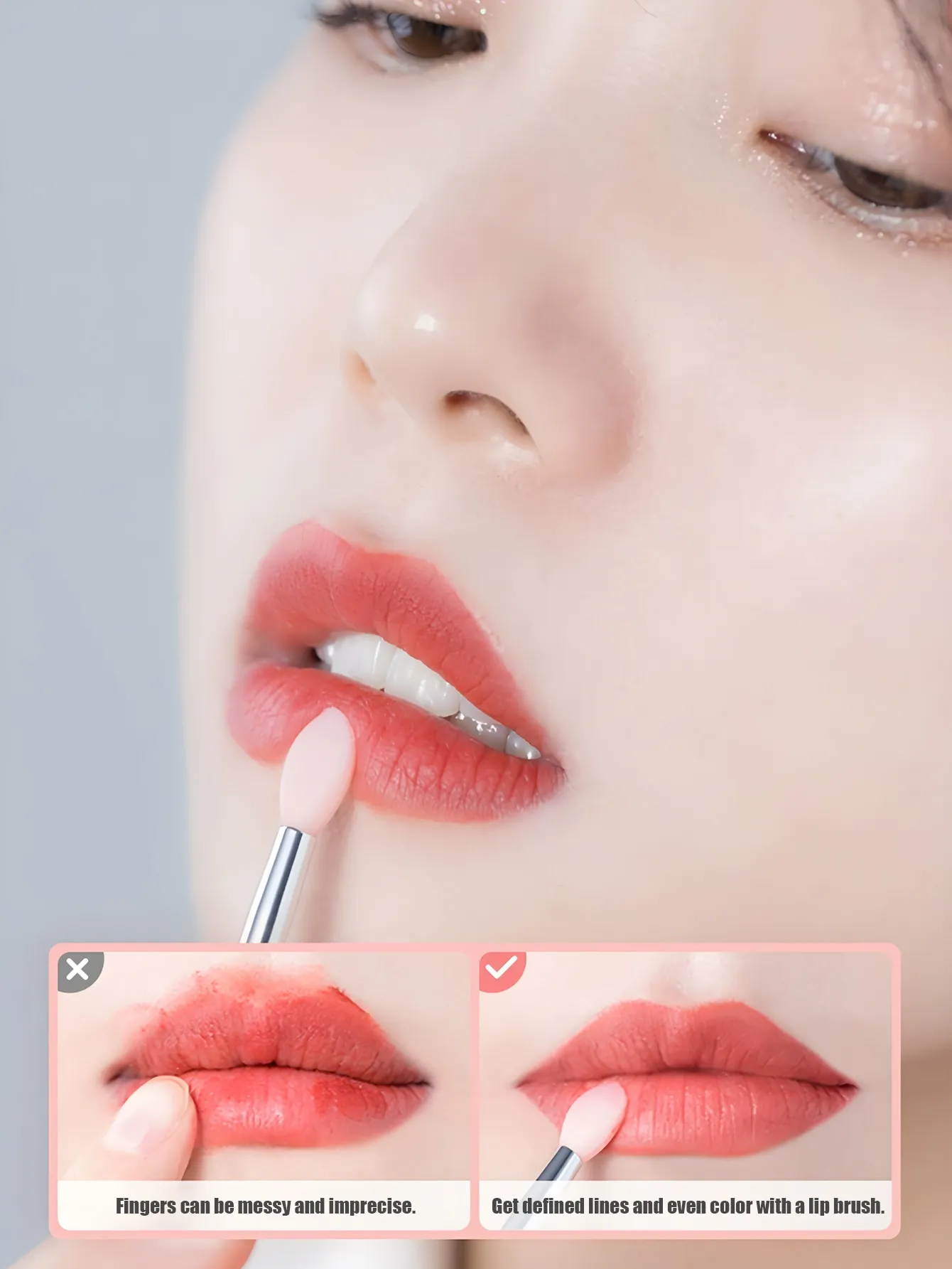 4/10 Pcs Reusable Silicone Lip Brush with Cap Portable Lip Gloss & Lip Mask Applicator Dual-Ended Makeup Brush for Lips and Ey