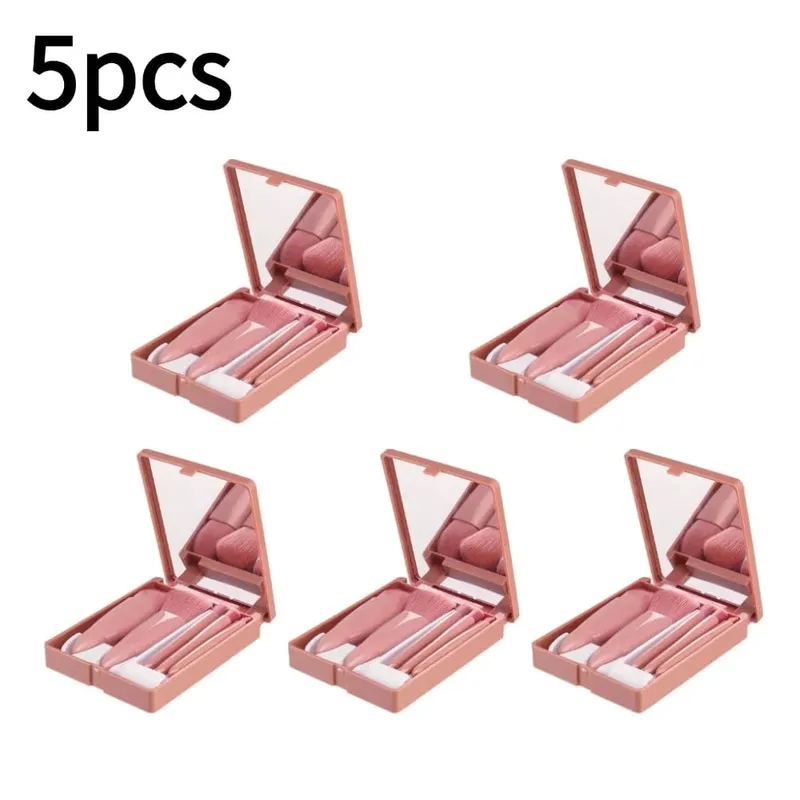 Brushes Small Complete Function Cosmetic Brushes Kit With Case And Mirror 5pcs Travel Size Makeup Brushes Set Mini Makeup