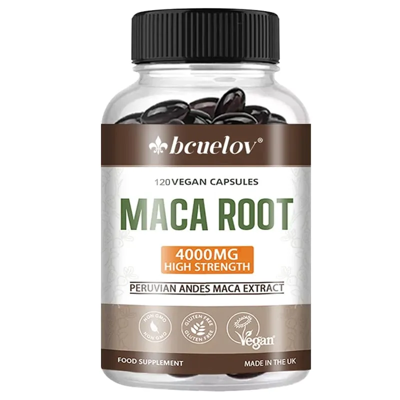 Raiz de Maca Orgânica 4000mg por porção Suplemento energético natural Maca peruana para homens e mulheres Não-OGM sem glúten