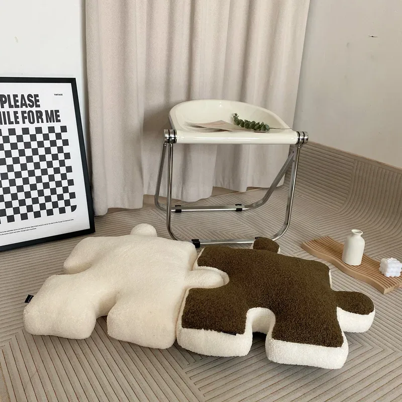 Alien puzzle travesseiro de pelúcia decoração para casa bloco de construção quebra-cabeça conforto almofada crianças presentes de aniversário de natal