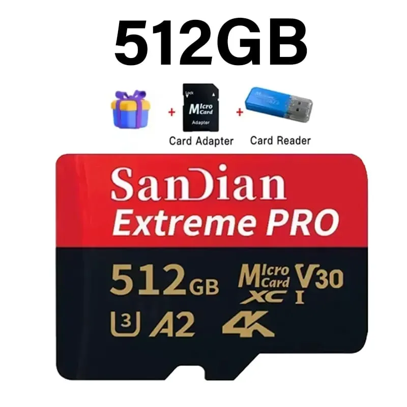 Cartão Micro TF de alta velocidade de 128 GB Class10 256 GB Cartão Flash Cartão de memória de 512 GB para smartphone tablet