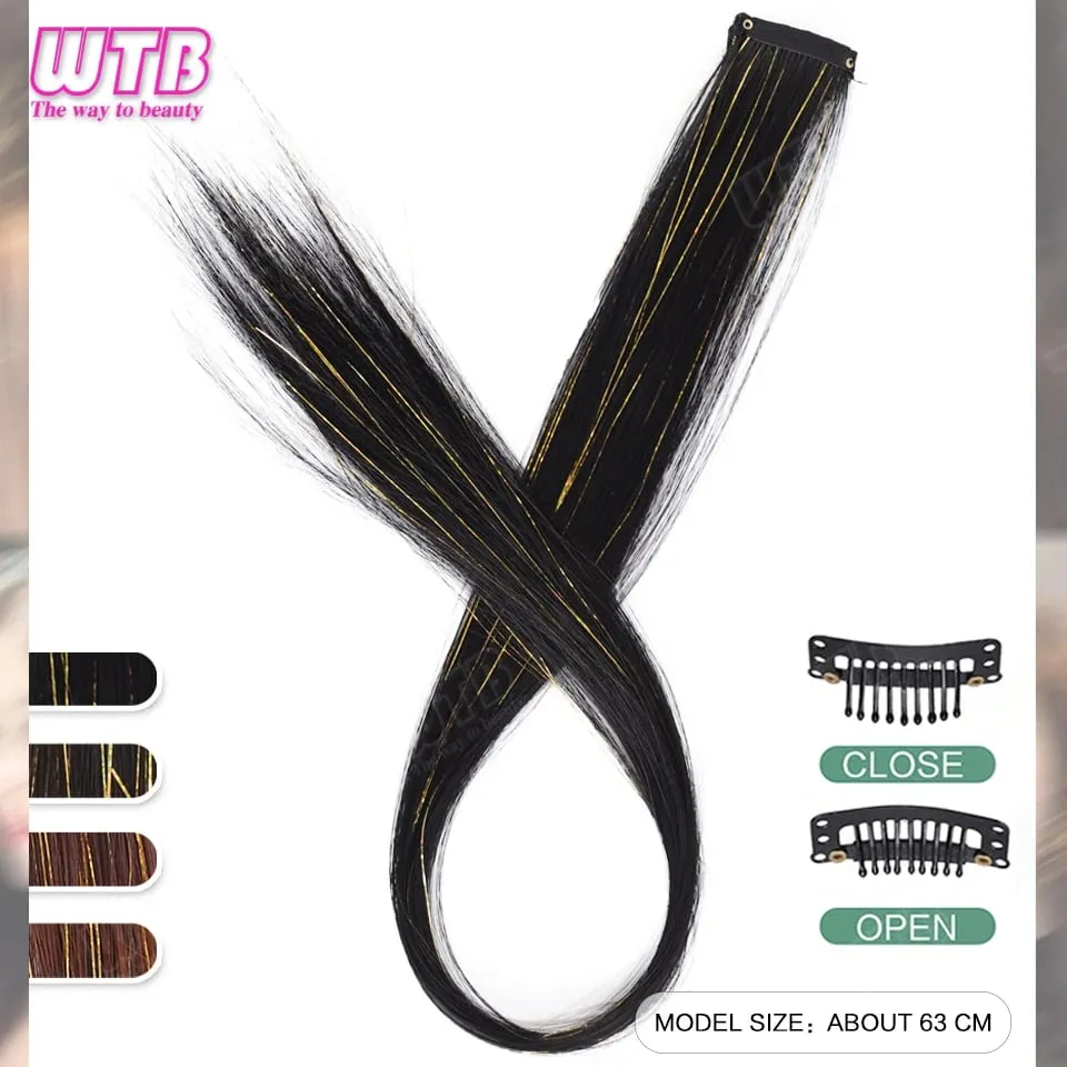 Peruca de extensão de cabelo sintético bb clip estilo destacado laser seda peruca de extensão de cabelo reto adequado para uso diário feminino