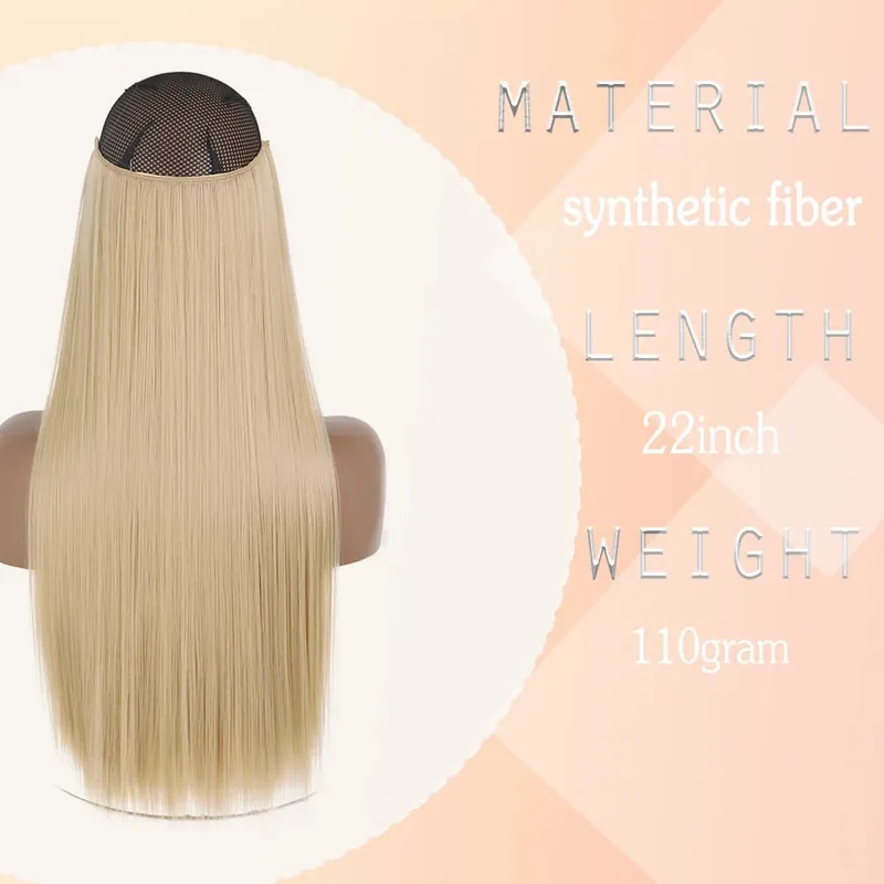 Sem clipes extensões de cabelo fio invisível longo em linha reta sintético falso pedaço de cabelo 80cm preto marrom loiro penteado