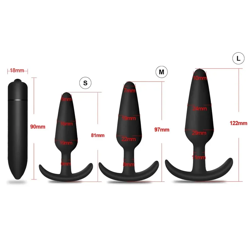 4 pçs iniciante silicone butt plug anal plug para homens massageador de próstata para gay mini bala anal vibrador brinquedo sexual para homens