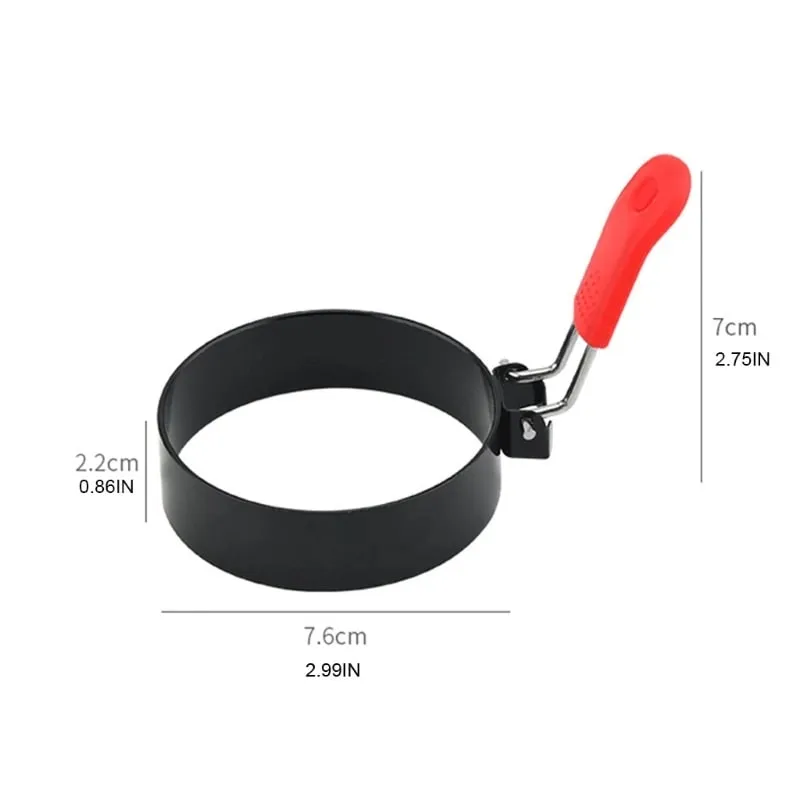 Foldable Fried Egg Tool Stainless Steel Egg Mold with Anti-Scald Silicone Handle Durable Non-stick Omelet Kitchen Accessories