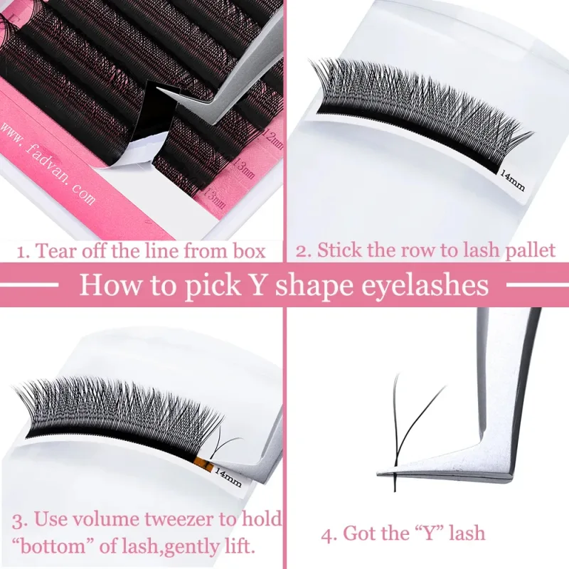 Extensões de cílios postiços em formato de Fadvan YY marrom/preto C/D/L/LU/L+ Curl Fox Eye